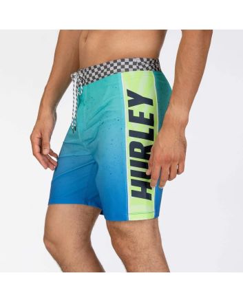 Hombre con bañador Hurley Phantom Fastlane Flashback 18" azul y verde 