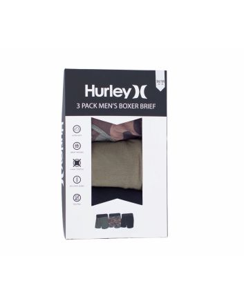 Pack 3 Unidades Calzoncillos Hurley Supersoft Boxer Verde-Negro-Camo para hombre