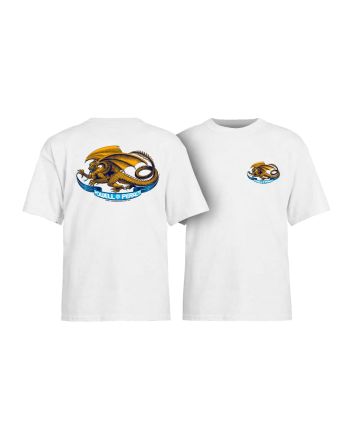 Camiseta de manga corta Powell Peralta Youth Oval Dragon Blanca para niño