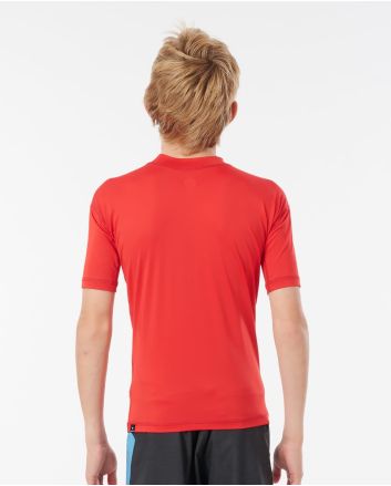 Chico con Camiseta de protección solar de manga corta Rip Curl Corp UV Boys roja
