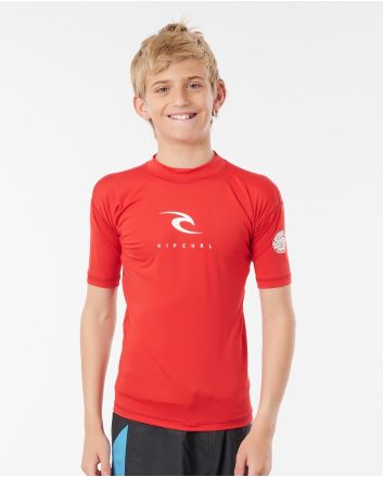 Chico con Camiseta de protección solar de manga corta Rip Curl Corp UV Boys roja