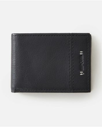 Cartera fina de piel con triple hoja Rip CUrl Stacked RFID Slim Negra para hombre