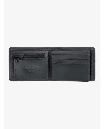 Cartera de cuero con triple hoja Quiksilver Mack negra para hombre