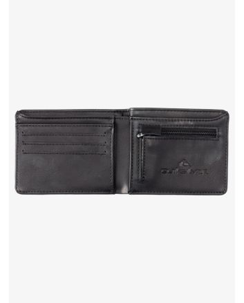 Cartera de cuero sintético con doble hoja Quiksilver Slim Rays negra para hombre