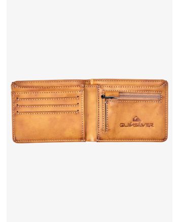 Cartera de cuero sintético con doble hoja Quiksilver Slim Rays marrón para hombre