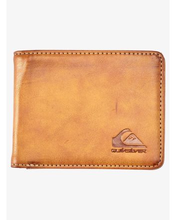 Cartera de cuero sintético con doble hoja Quiksilver Slim Rays marrón para hombre