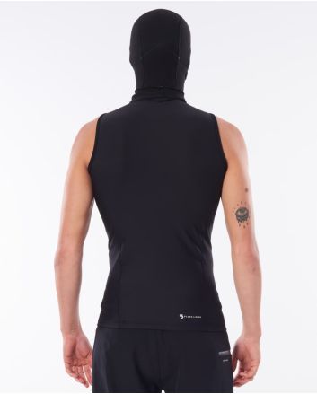 Hombre con Top de neopreno sin mangas con capucha Rip Curl Flashbomb Polypro negro