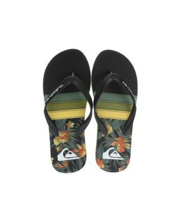 Chanclas de playa Quiksilver Molokai Art SL negras, amarillas y verdes para hombre