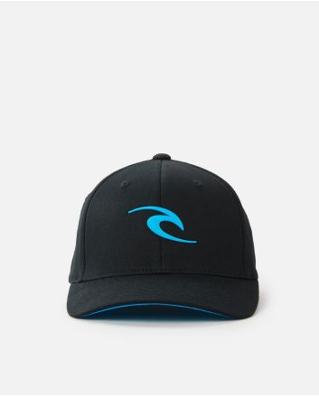 Gorra Rip Curl Tepan Flexfit azul y negra para niño