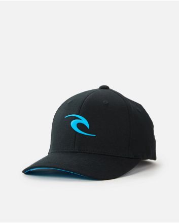 Gorra Rip Curl Tepan Flexfit azul y negra para niño