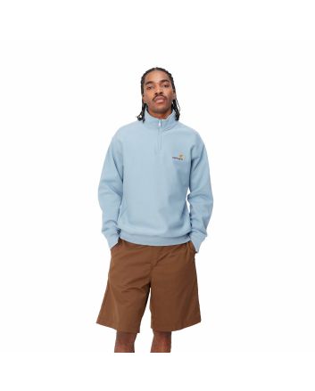 Hombre con sudadera de media cremallera American Script Sweat Azul Escarcha