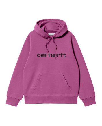Sudadera con capucha Carhartt Hooded Sweatshirt Magenta con logo negro para hombre