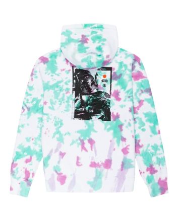 Sudadera orgánica con capucha Element Star Wars Collection Boba Fett blanca con estampado Tie Dye verde Unisex