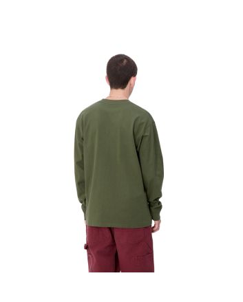 Hombre con Camiseta de manga larga Carhartt WIP American Script Verde Estragón