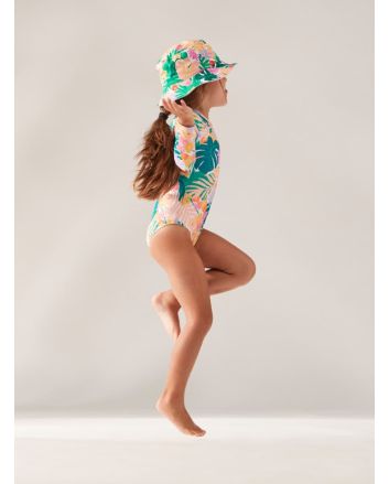 Niña con licra de manga larga Roxy Paradisiac Island Kids Verde Menta Tropical 