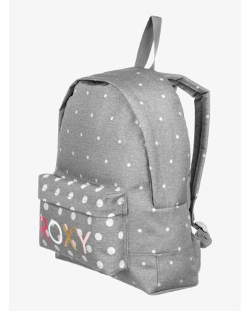 Mochila pequeña Roxy Sugar Baby 16 litros en color gris con lunares blancos
