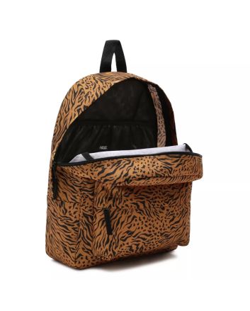 Mochila Vans Wm Realm 22L marrón con estampado animal print negro  