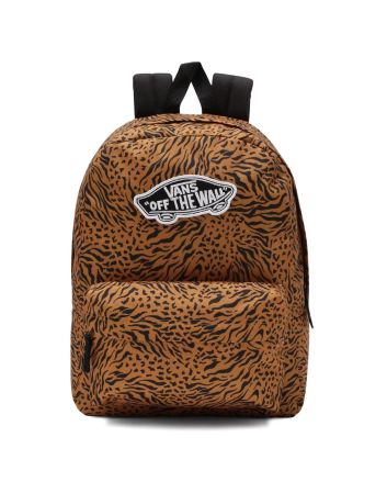 Mochila Vans Wm Realm 22L marrón con estampado animal print negro  