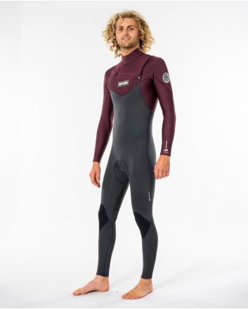 Hombre con traje de surf con cremallera en el pecho Rip Curl 5/3mm Dawn Patrol WIne Granate