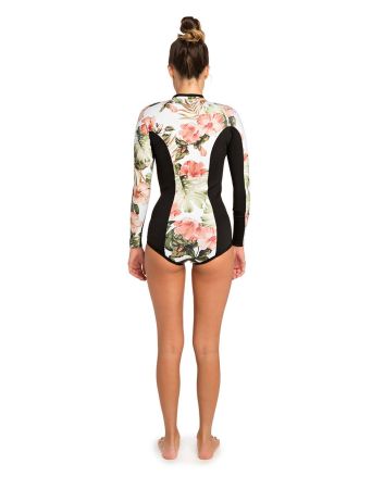 Traje de neopreno de manga larga Rip Curl G Bomb Spring 1/1 blanco floral para mujer frontal