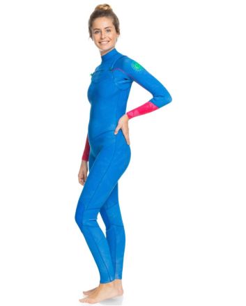 Traje de Neopreno Roxy 4/3mm POP Surf azul para mujer frontal