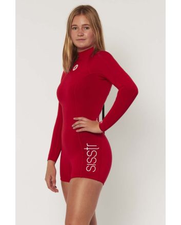 Mujer con Traje de surf de primavera con manga larga Sisstrevolution Summer Seas 2/2mm rojo