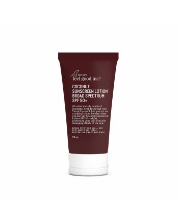 Crema protectora solar de amplio espectro We are Fell Good Inc Coconut Sunscreen SPF 50+ 75ml