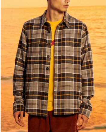 Hombre con Sobrecamisa de franela Lightning Bolt OWL Overshirt Gris a cuadros