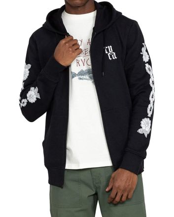 Hombre con sudadera de capucha y cremallera RVCA Benjamin Jeanjean Chains negra