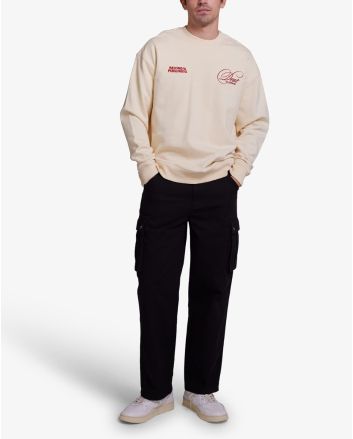 Hombre con Sudadera Oversize Deus Caution Crew Blanco Sucio 
