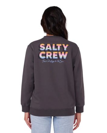 Mujer con Jersey oversize Salty Crew Summertime Premium Crew Negro Desteñido