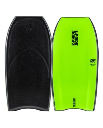 Tabla de Bodyboard Pride Realest Kinetic PP Core SDC color Negro y Verde Flúor