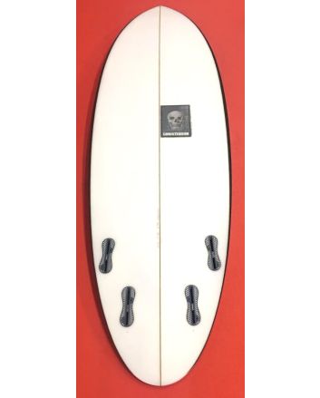 Tabla de Surf Shortboard Christenson Cafe Racer 5'8" blanca con cantos negros