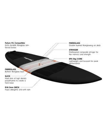 Tabla de Surf híbrida Christian Bradley Hybrid Surfboard Chocolatine 6'4 39 Litros Negra Futures