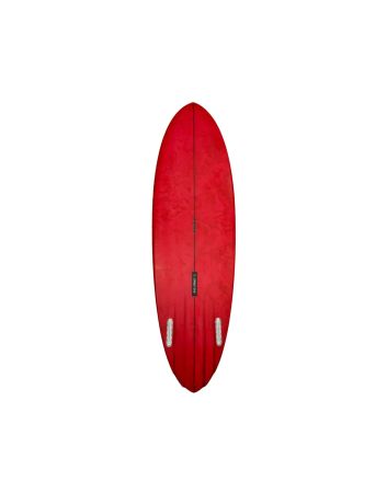 Tabla de surf Pukas Axel Lorentz Lady Twin 6'2" Roja 32,24 Litros Round Pin Futures 
