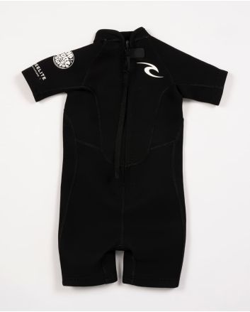 Traje de Surf de primavera con manga corta y cremallera en la espalda Rip Curl Grom Freelite 2mm negro para niño 2-6 años