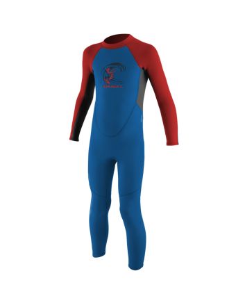 Traje de surf con cremallera en la espalda O'Neill Toddler Reactor II 2mm Azul, Grafito y Rojo para niños de 1 a 6 años