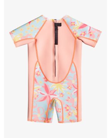 Traje de Surf de Primavera con Manga Corta y Cremallera en la Espalda Roxy 1.5mm Swell Series Rosa Floral para niña y bebé
