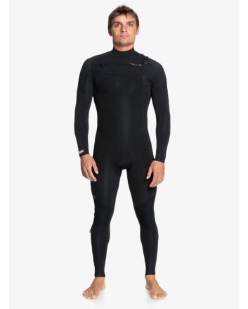 Hombre con traje de surf con cremallera en el pecho Quiksilver 4/3mm Everyday Sessions negro