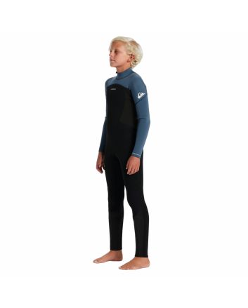Niño con Traje de Neopreno con cremallera en la espalda Quiksilver Boy Prologue 4/3mm Negro y Azul 