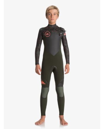 Niño con neopreno con cremallera en el pecho Quiksilver Syncro Plus 4/3 verde 