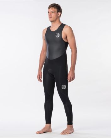 Hombre con Traje de Surf de Primavera Rip Curl Dawn Patrol 1.5mm Long John con cremallera en la espalda negro 