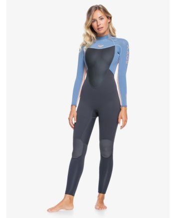 Mujer con Traje de neopreno con cremallera en la espalda Roxy Prologue 4/3mm azul y negro 