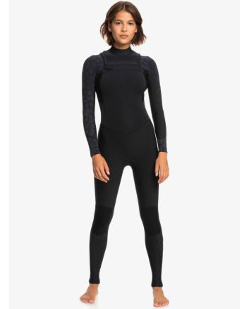 Mujer con neopreno con cremallera en el pecho Roxy Swell Series 4/3mm negro
