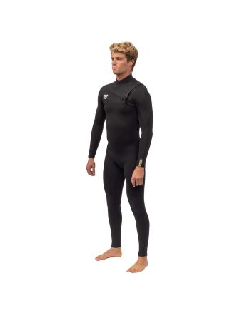 Hombre con traje de neopreno con cremallera en el pecho Vissla Seven Seas Comp 4/3mm Negro