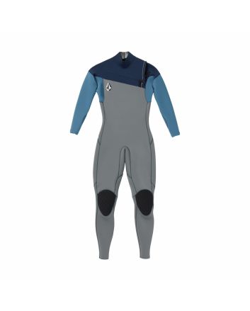 Traje de neopreno con cremallera en el pecho Volcom Modulator 4/3mm Gris y Azul para hombre