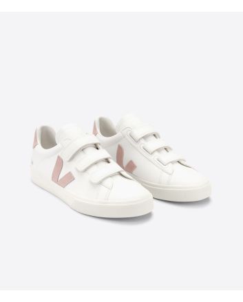 Zapatillas Veja Recife Chromefree Leather White Babe blancas y rosas para mujer