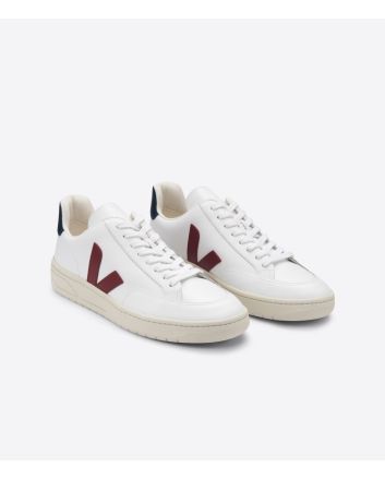 Zapatillas de cuero Veja V-12 Leather Marsala Nautico Unisex