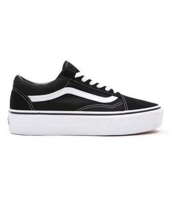Zapatillas con plataforma Vans Old Skool en color negro y banda lateral sidestripe blanca
