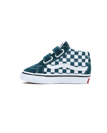 Zapatillas para bebé Vans SK8 Mid Reissue V Color Theory Checkerboard azul turquesa con velcro